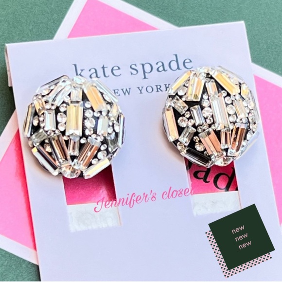 Kate Spade Earrings NWT / Crystal Cluster Clip Post Stud Earrings - Picture 2 of 7